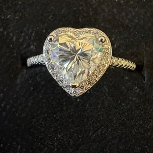 Heart-Shaped Moissanite Silver Ring